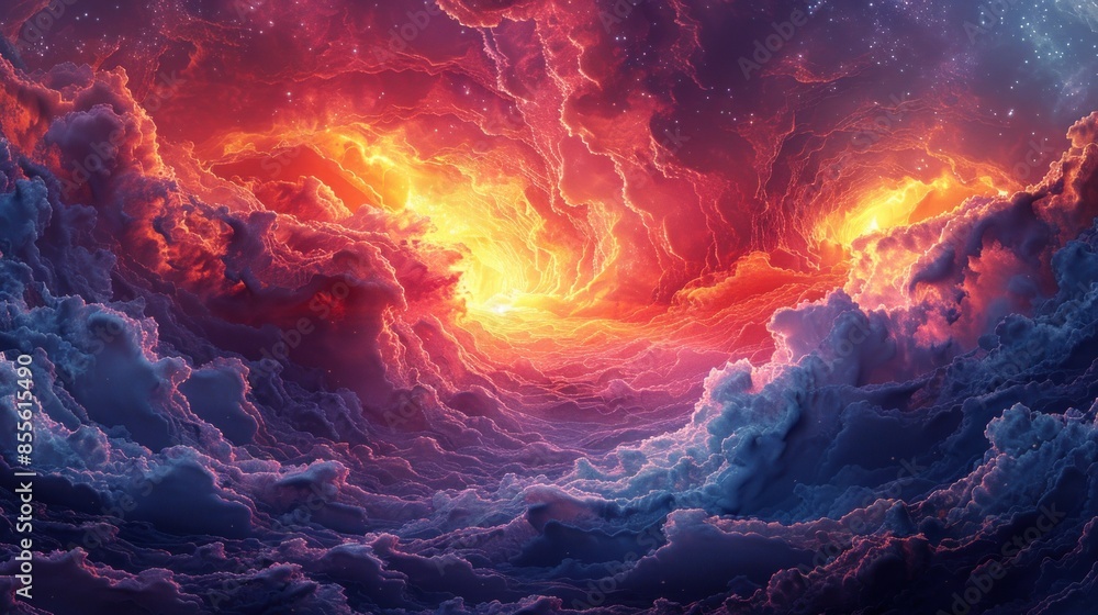 Fiery Sky Above a Sea of Clouds Fiery Sky Above a Sea of Clouds