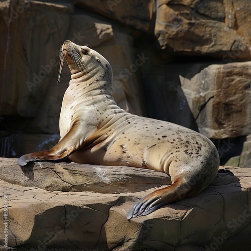 Lobo Marino sunbathing and playing around, león marino, lobos photo