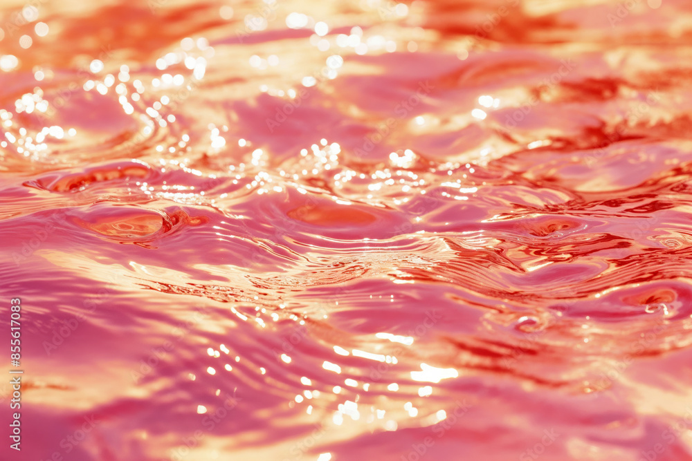 Close up of glossy red water surface with reflections of sunlight. Close up of glossy red water surface with reflections of sunlight.