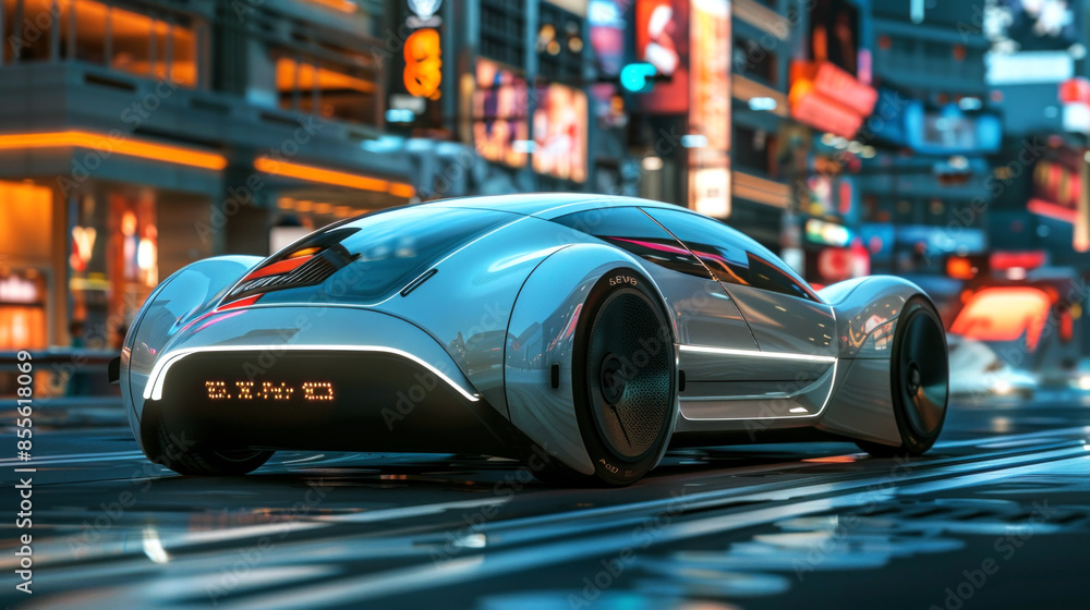 Obraz premium illustration car and dashboard of futuristic