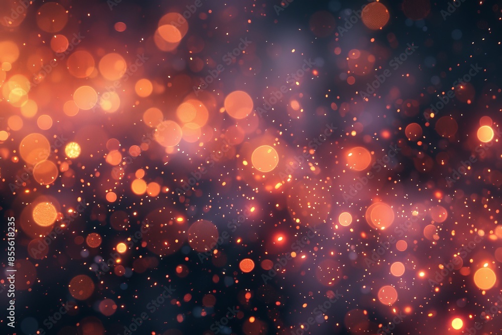 Fototapeta premium Abstract festive background with defocused colorful lights and bokeh effect in shades of orange and purple creating a magical atmosphereBokeh