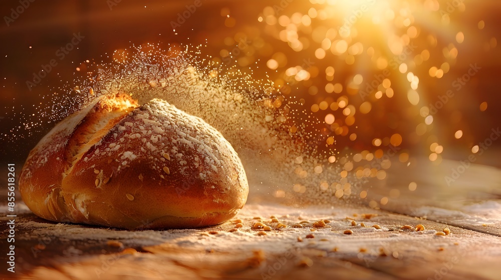 Freshly Baked Bread Cooling on Wooden Surface Symbolizing Comfort and New Beginnings Freshly Baked Bread Cooling on Wooden Surface Symbolizing Comfort and New Beginnings