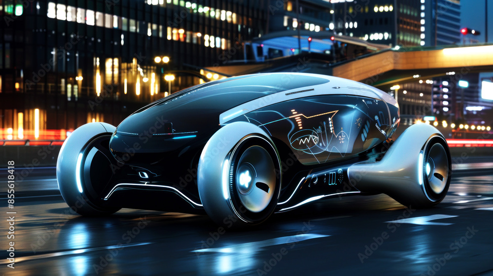 illustration car and dashboard of futuristic illustration car and dashboard of futuristic