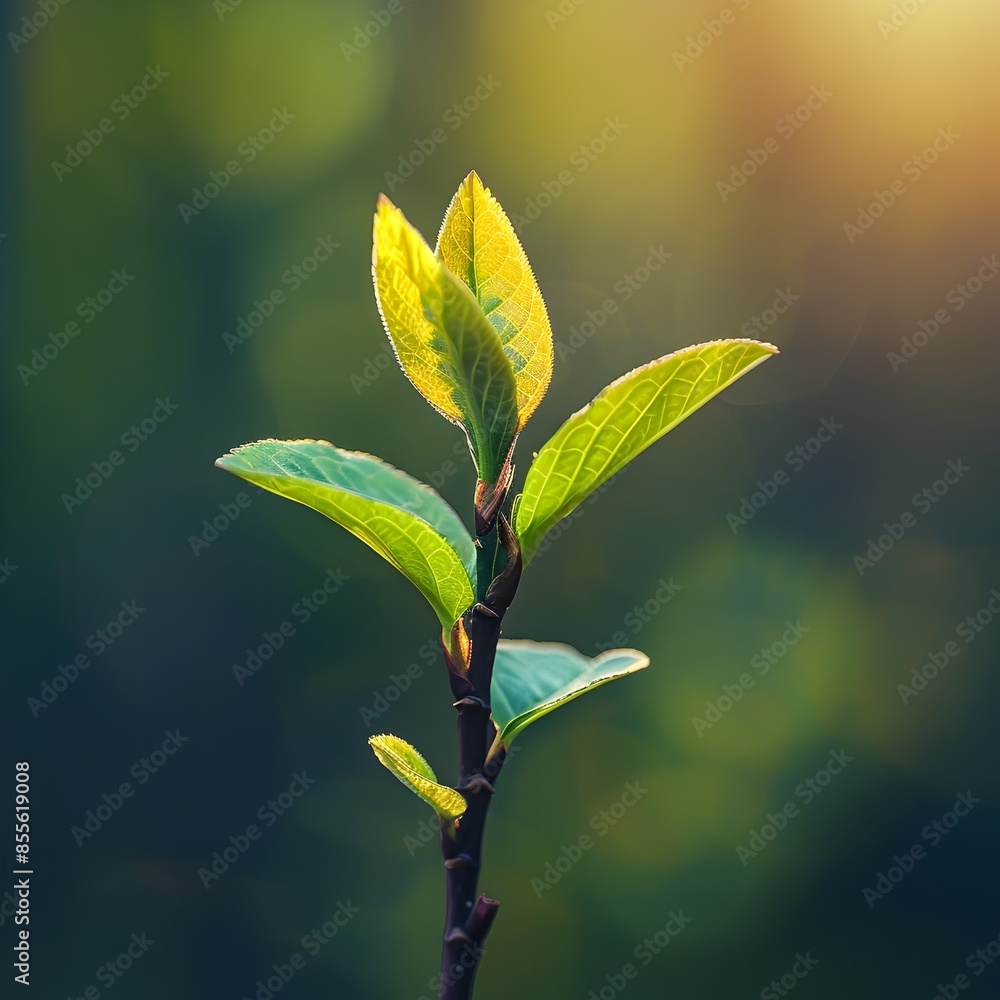 Spring Tree Leaf Bud New Energy Growth Concept with Copy Space Spring Tree Leaf Bud New Energy Growth Concept with Copy Space