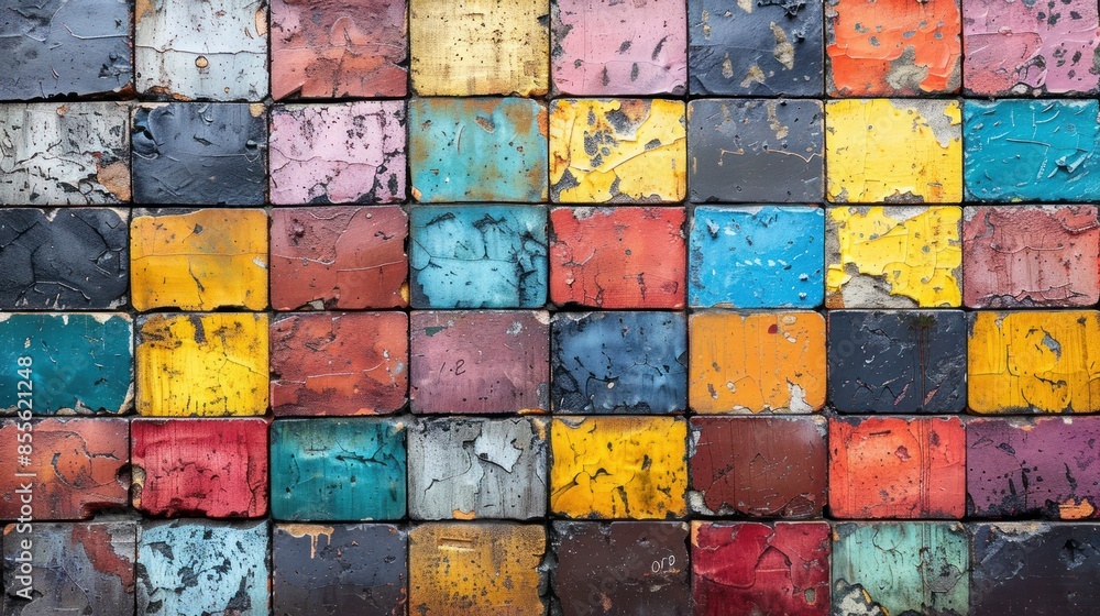 Abstract Wall of Colorful Tiles Abstract Wall of Colorful Tiles