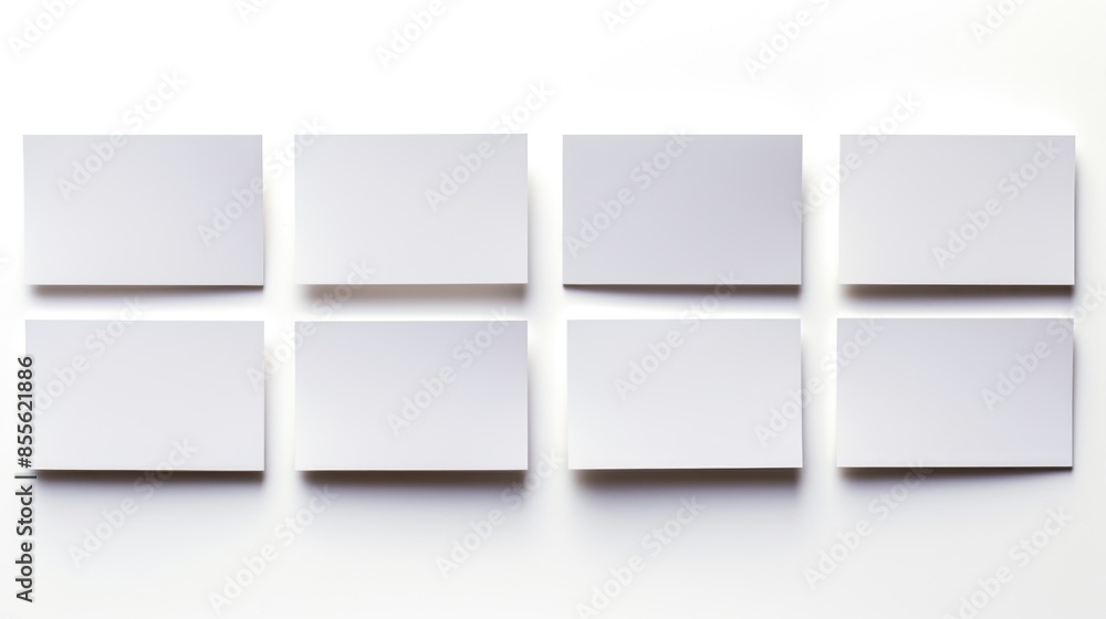 A group of white squares arranged on a clean white surface A group of white squares arranged on a clean white surface