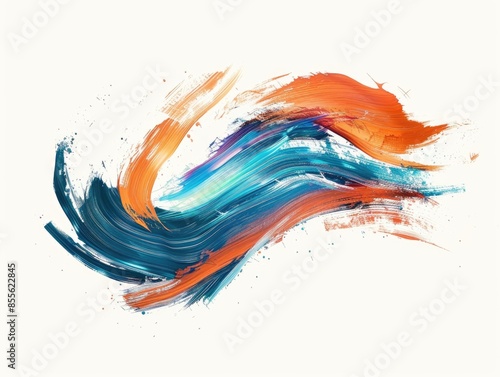 A single colorful brush stroke on a white background