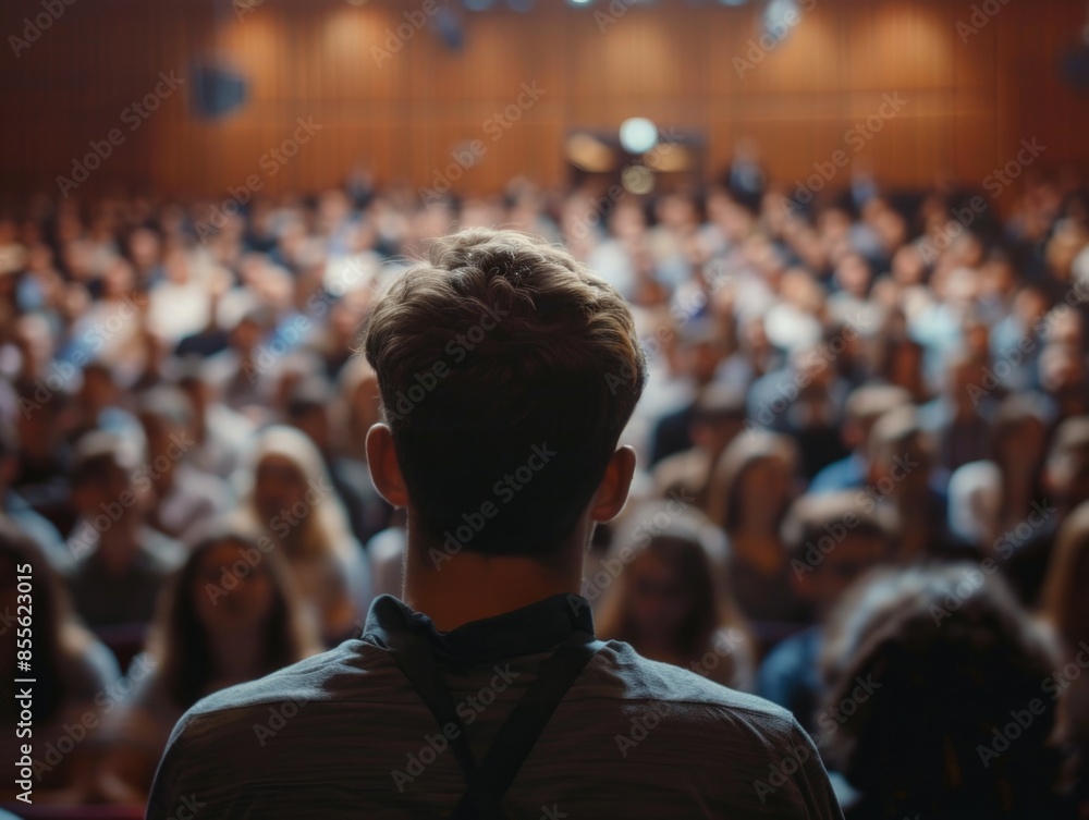 A person standing among many people, great for events or gatherings A person standing among many people, great for events or gatherings