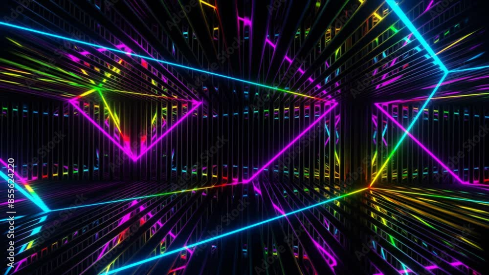 Vj loop neon room. Mirror room with neon light. Abstract festive bg with bright reflection. Dark room disco lights. Seamless looped bg with neon light. Night club bright neon style bg. Moving light Vj loop neon room. Mirror room with neon light. Abstract festive bg with bright reflection. Dark room disco lights. Seamless looped bg with neon light. Night club bright neon style bg. Moving light