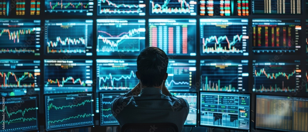 Overwhelmed person in a sea of screens showing social media feeds, news ...