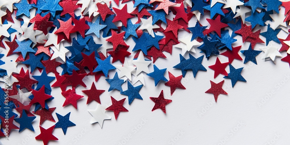 Fototapeta premium Festive Flowing American Flags with Stars Background
