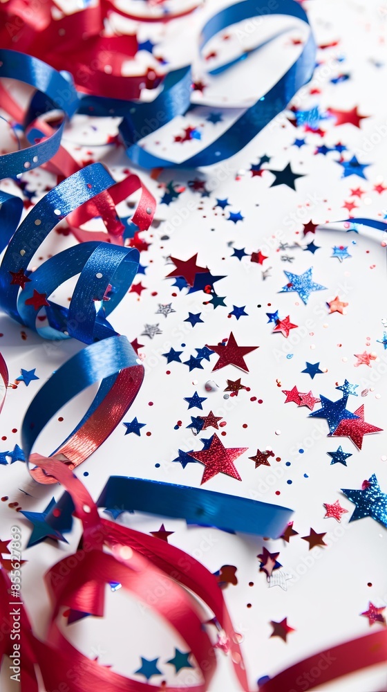 Obraz premium Festive Flowing American Flags with Stars Background