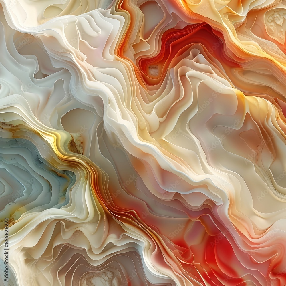 Captivating Organic Abstract Pattern with Expressive Brushstrokes and Fluid Intertwining Curves in Earthy Tones