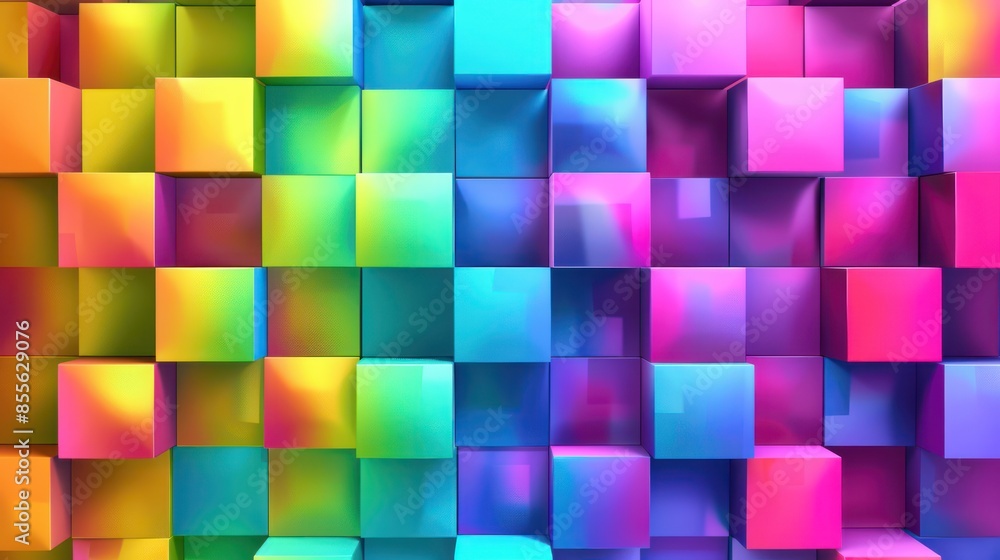 Colorful Gradient Cube Wall Colorful Gradient Cube Wall
