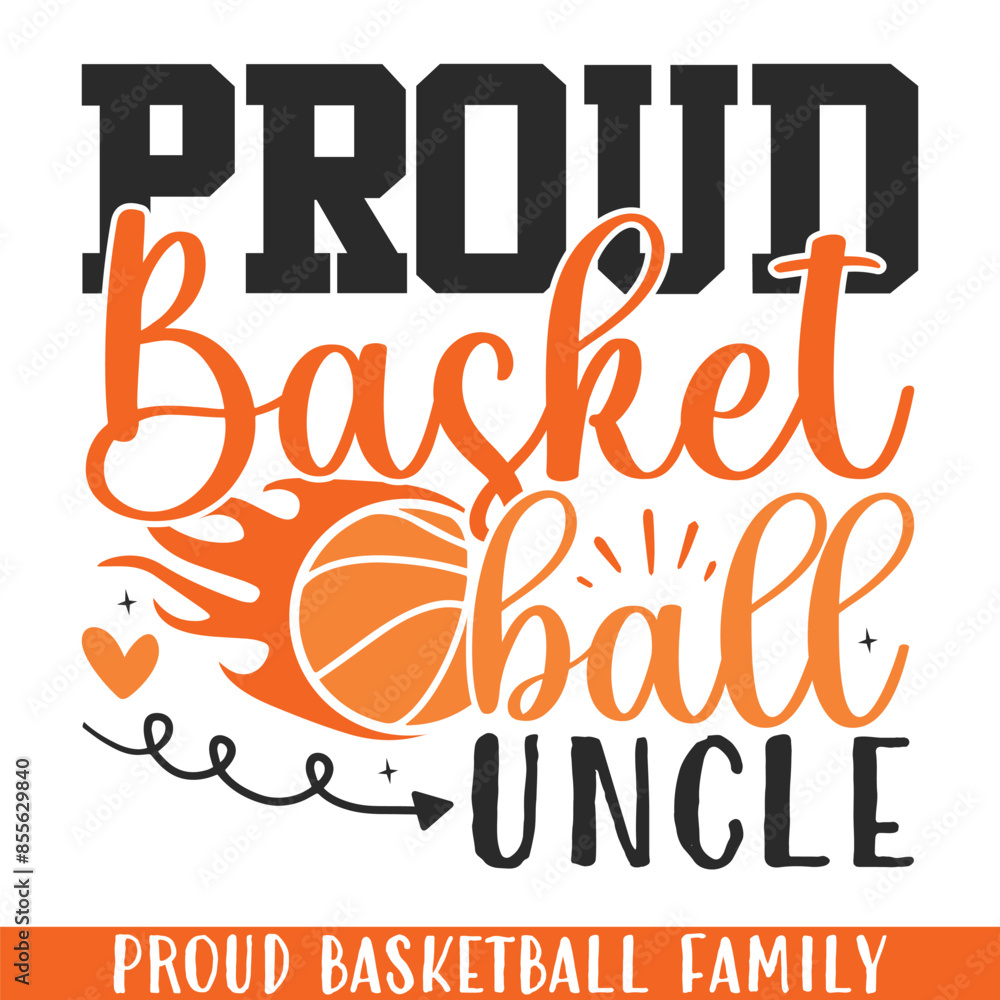 Fototapeta premium Proud basketball player uncle, basketball player family svg designs