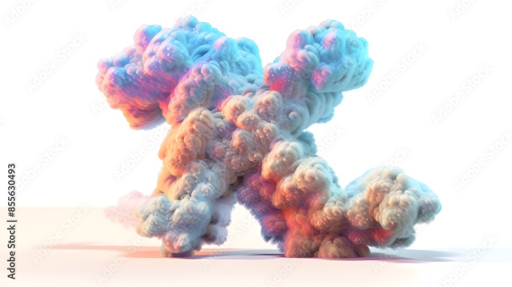 Vibrant 3D Rendered Clouds Forming Letter K in Colorful Sky Vibrant 3D Rendered Clouds Forming Letter K in Colorful Sky