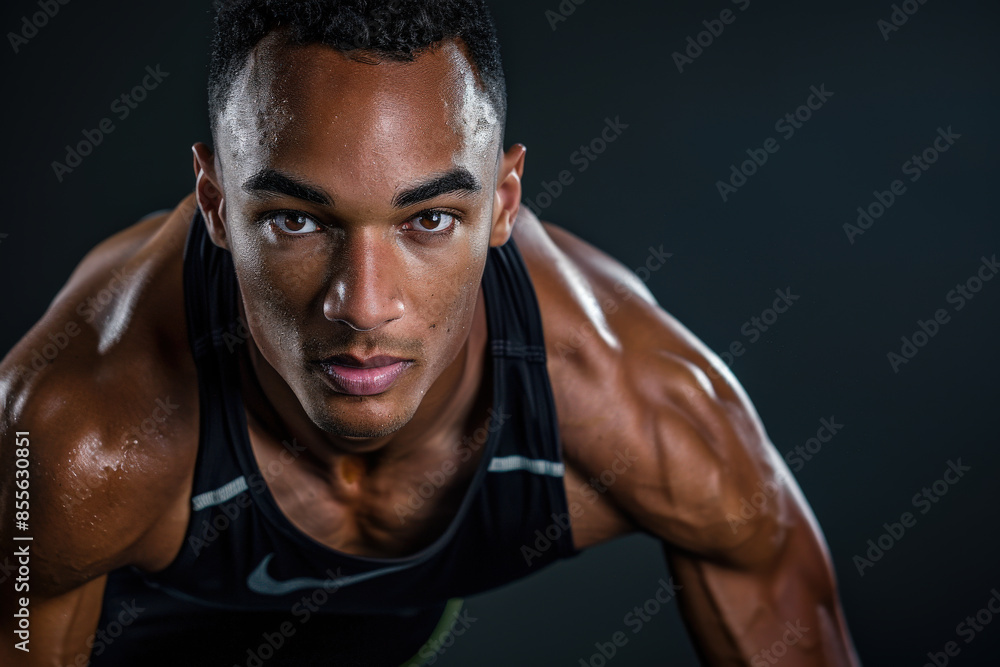 Fototapeta premium Intense Workout Man at Night