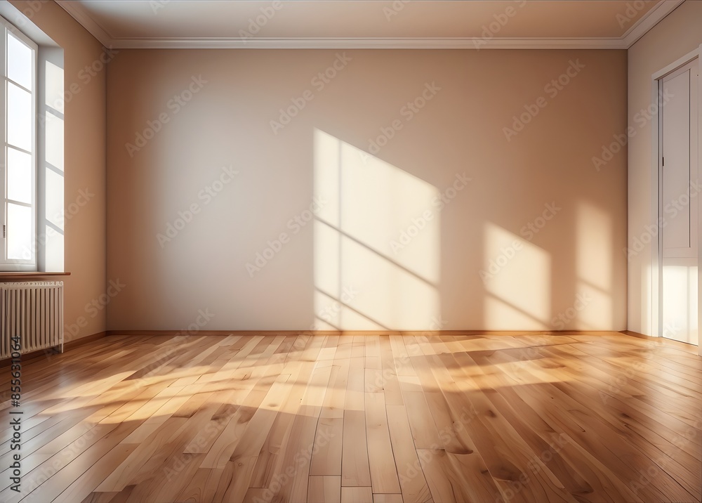 An bright empty room with a big window, wooden ground, floor, white background wall
An bright empty room with a big window, wooden ground, floor, white background wall