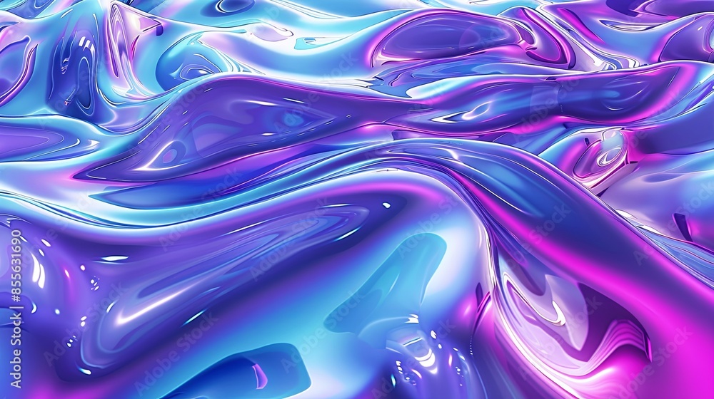 Obraz premium Shiny Purple and Blue Plastic Waves Background