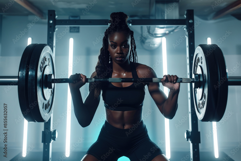 Strength and Power: Woman Lifting Weights in Gym Strength and Power: Woman Lifting Weights in Gym