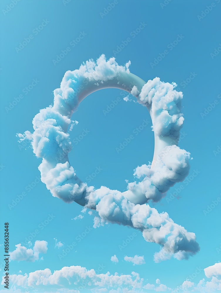 Naklejka premium Vivid Clouds Forming the Letter Q in a Clear Blue Sky