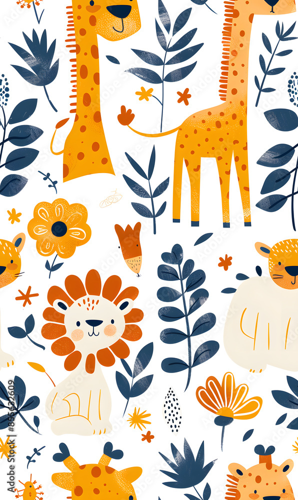 Fototapeta premium wallpaper, tiles or carpet cartoon illustrator, seamless pattern.