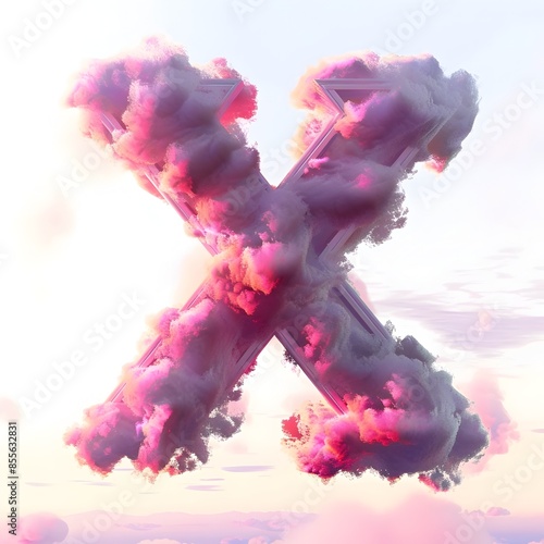 Vivid Magenta Cloud Forming the Letter X in Twilight Sky