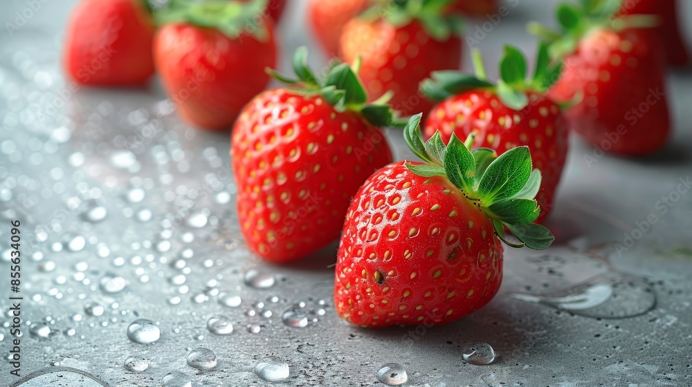 Composition with ripe red strawberries on light background Composition with ripe red strawberries on light background