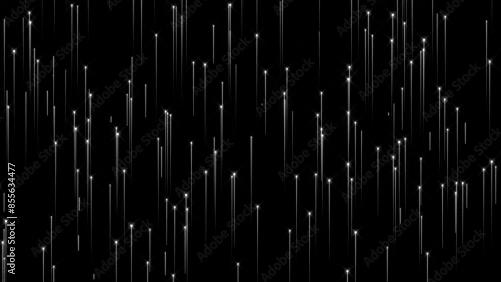 Abstract visualization of falling light streaks with white hues on a black background. Suitable for use in backgrounds, tech themes, and digital art projects Abstract visualization of falling light streaks with white hues on a black background. Suitable for use in backgrounds, tech themes, and digital art projects