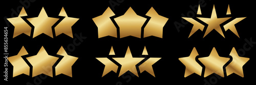 Set rating stars icon badges. Feedback customers. Rank, level of satisfaction rating. Five stars customer product rating review. 5 star rating icon. Vector illustration.