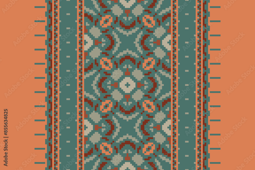 Traditional ethnic motifs ikat geometric fabric pattern cross stitch. Ikat embroidery Ethnic oriental Pixel navy blue background. Abstract,vector,illustration. Texture,scarf,decoration,wallpaper. Traditional ethnic motifs ikat geometric fabric pattern cross stitch. Ikat embroidery Ethnic oriental Pixel navy blue background. Abstract,vector,illustration. Texture,scarf,decoration,wallpaper.