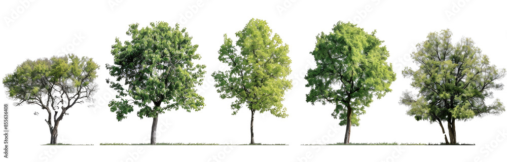 Fototapeta premium Set trees, tree colocation, png on a transparent background