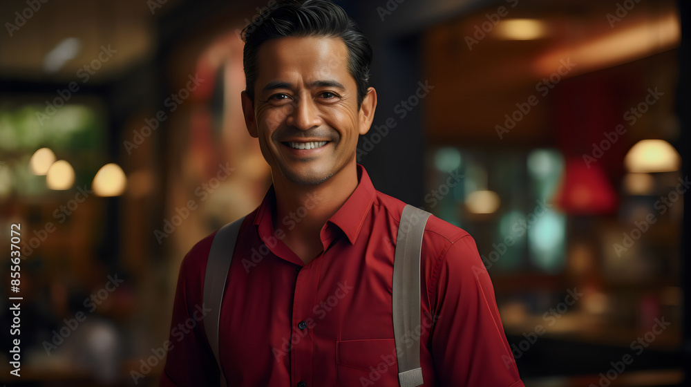 Fototapeta premium Discover the Warmth of Our Friendly Waiter