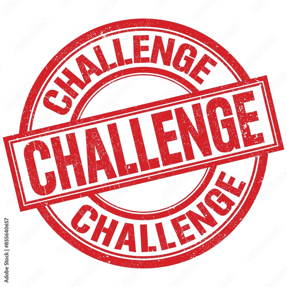 CHALLENGE written word on red stamp sign CHALLENGE written word on red stamp sign