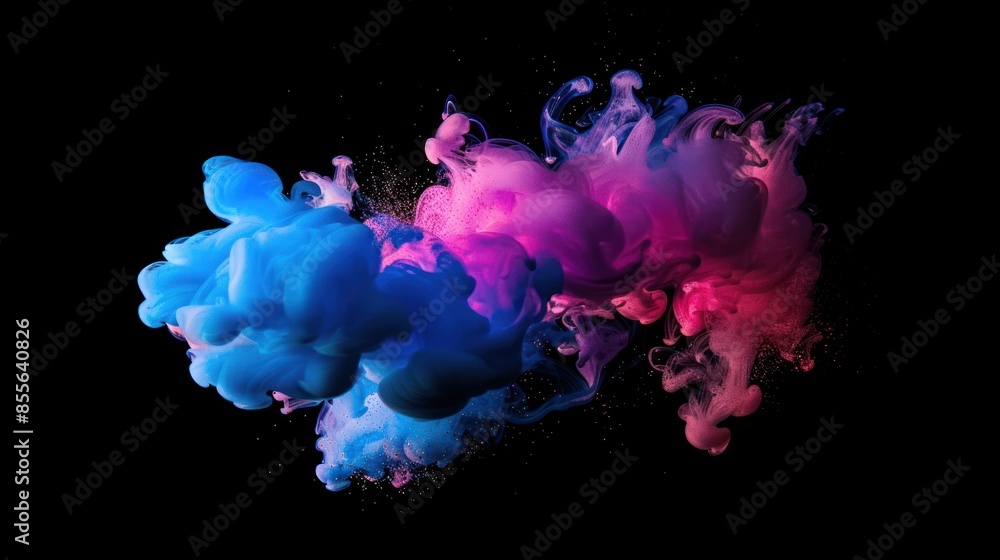 Abstract Swirling Blue and Pink Ink in Water Abstract Swirling Blue and Pink Ink in Water