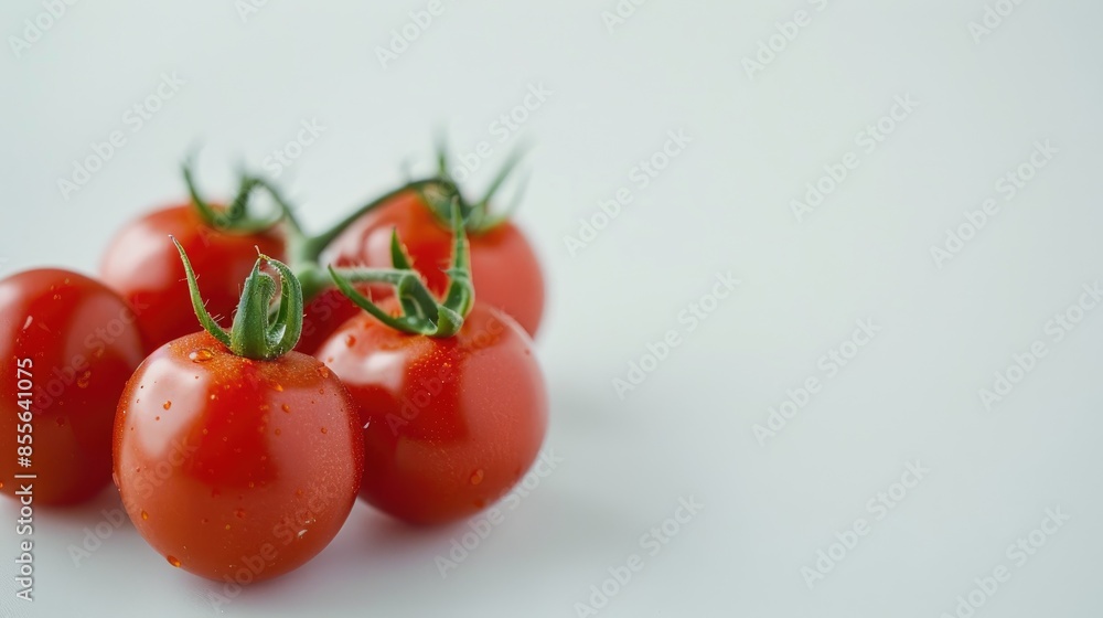 Red tomatoes on a white background with shallow depth of field Red tomatoes on a white background with shallow depth of field