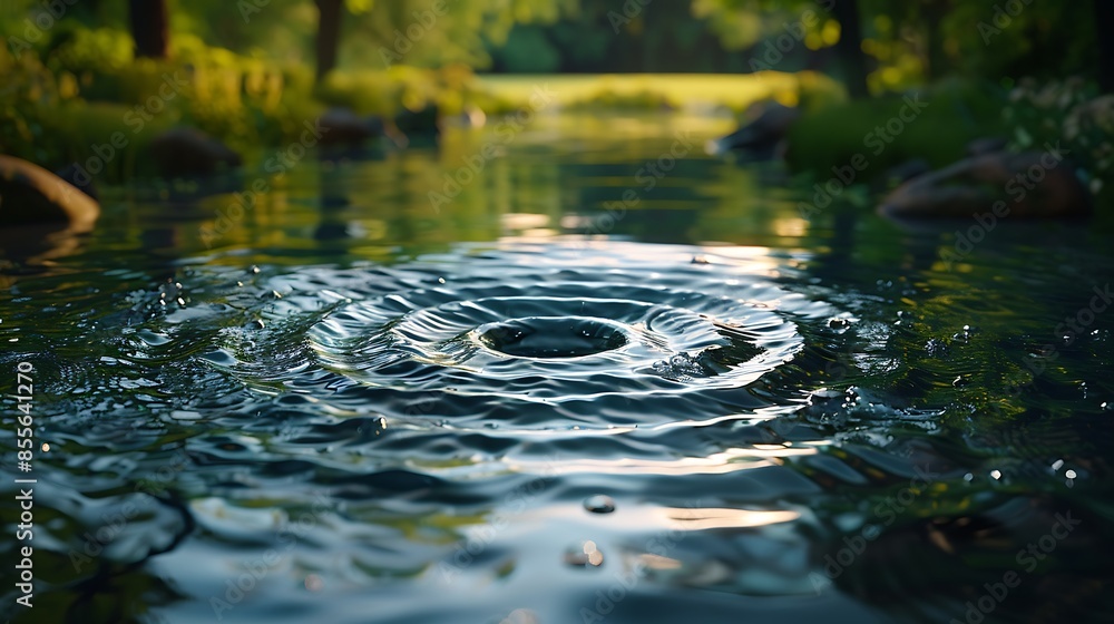 An abstract design of infinity symbols made of flowing water in a serene river scene. The water forms graceful infinity patterns, blending seamlessly with the calm river and verdant surroundings An abstract design of infinity symbols made of flowing water in a serene river scene. The water forms graceful infinity patterns, blending seamlessly with the calm river and verdant surroundings