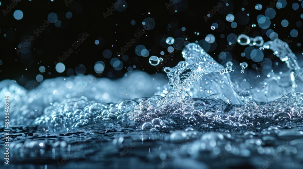 Water Droplets and Bubbles Splashing in a Dark Setting Water Droplets and Bubbles Splashing in a Dark Setting
