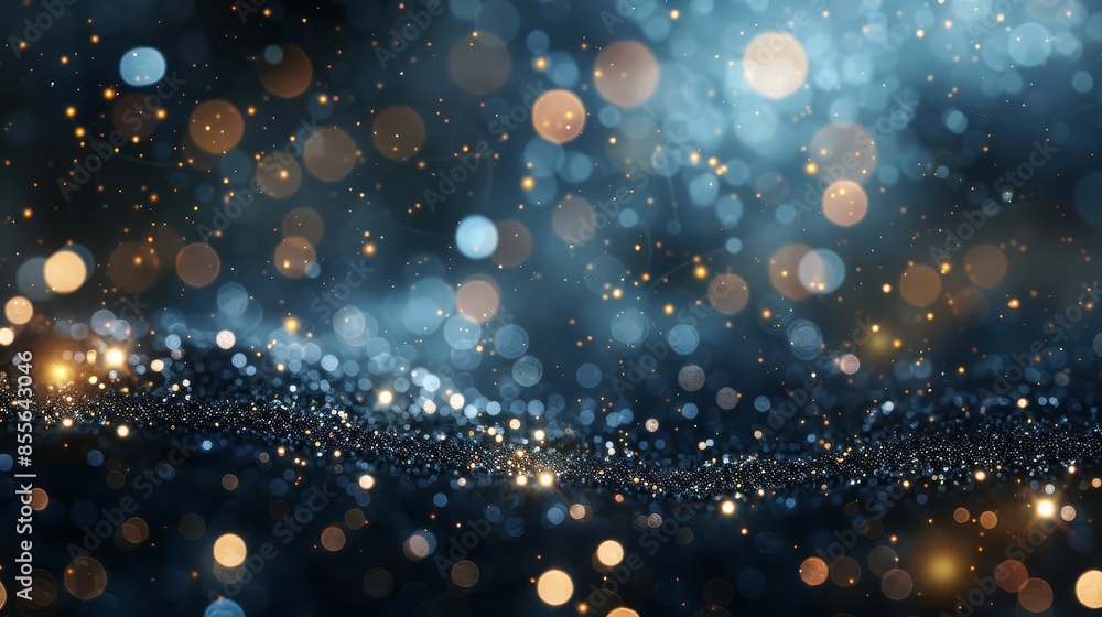 Festive lights blur in blue bokeh Christmas design Festive lights blur in blue bokeh Christmas design