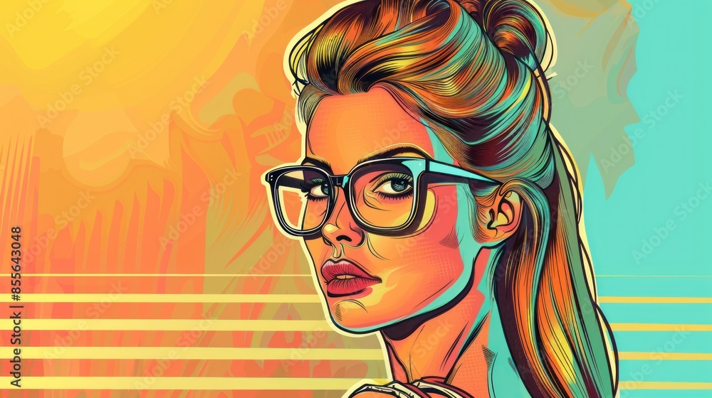 pop art style of A casual drawing of a woman. pop art style of A casual drawing of a woman.