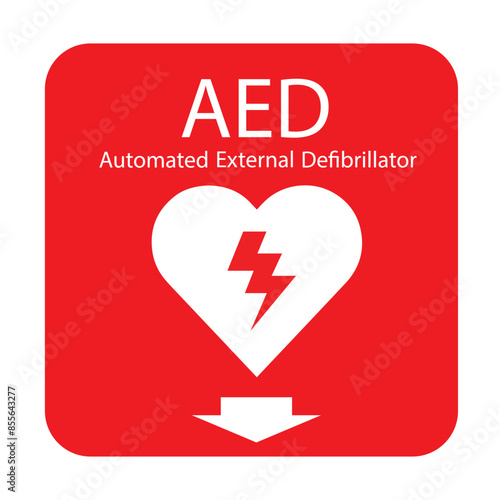 AED,automated external defibrillator aed sign with heart