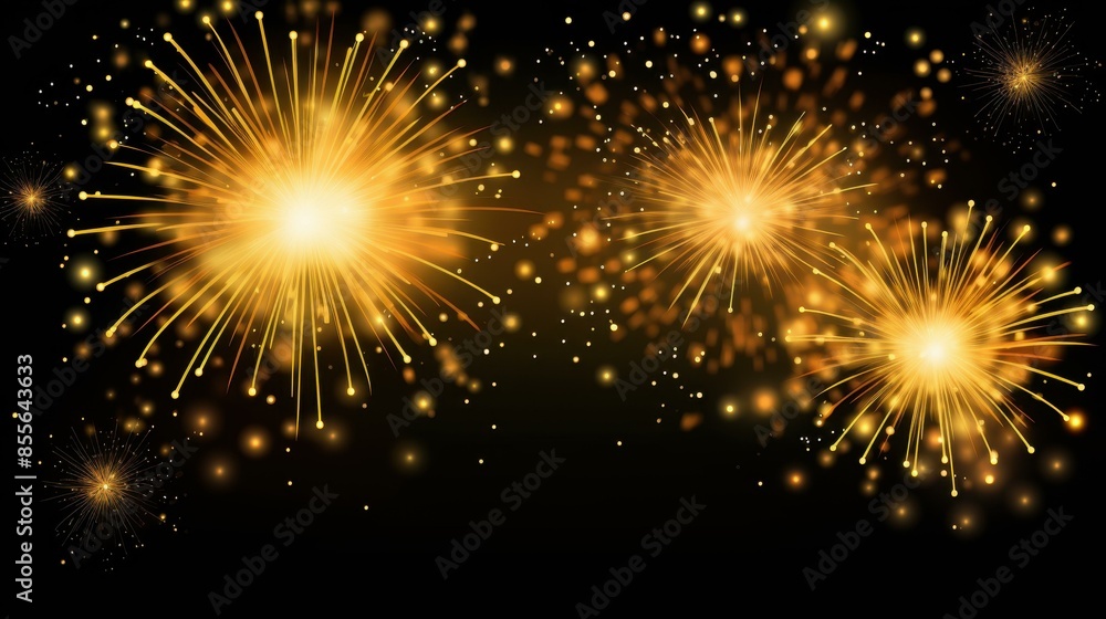 Glamorous gold and black backdrop with fireworks and shimmering lights, perfect for birthdays, special occasions, and festive events. Glamorous gold and black backdrop with fireworks and shimmering lights, perfect for birthdays, special occasions, and festive events.