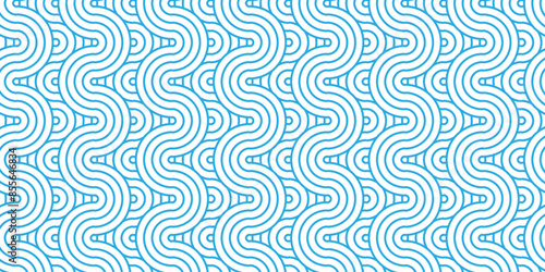 Vector Overlapping Pattern Minimal diamond geometric wave spiral and abstract circle wave line. blue color seamless tile stripe geometric create retro line white pattern background.