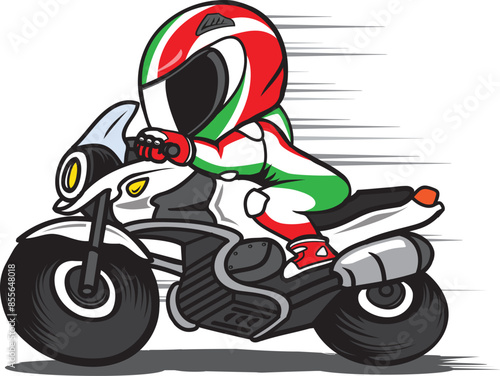 speeding motorcycle racer cartoon vector