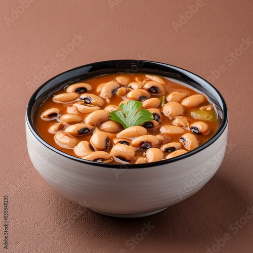 Indian cuisine food black eyed kidney beans curry on brown background photo