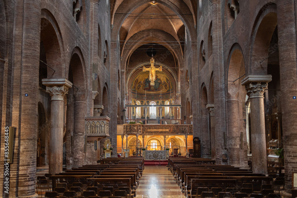Central Aisle of the Cathedral in Modena, Italy Central Aisle of the Cathedral in Modena, Italy