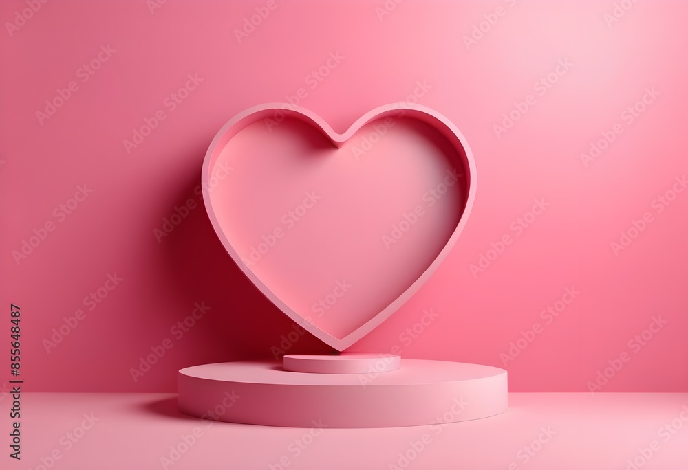 Pink heart podium on pastel background for Valentines Day. Pink heart podium on pastel background for Valentines Day.