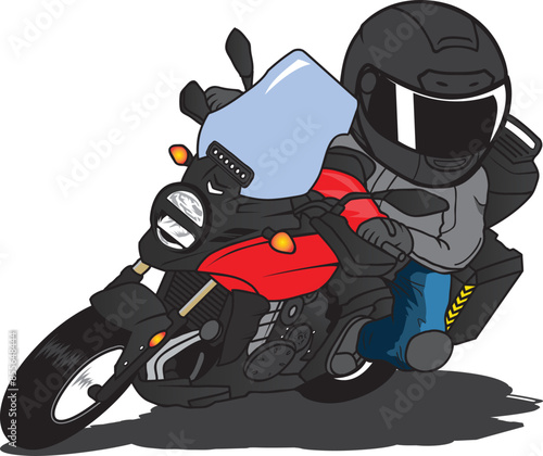 Motorcycle Riding fast cornering cartoon vector