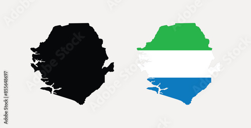 Vector Sierra Leone Map. Map of Sierra Leone with National Flag.
