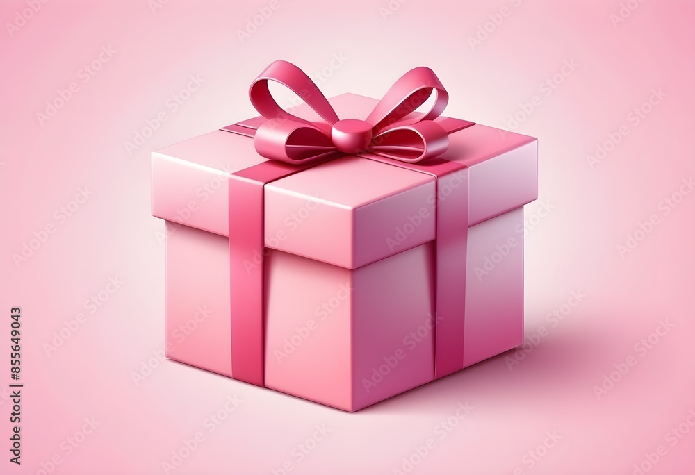 Pink square holiday gift box with realistic 3D design. Pink square holiday gift box with realistic 3D design.